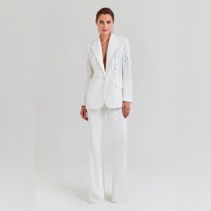 NADINE MERABI LUCILLE WHITE BLAZER & CHARLOTTE WHITE PANTS SM / 6 WORN ONLY ONCE